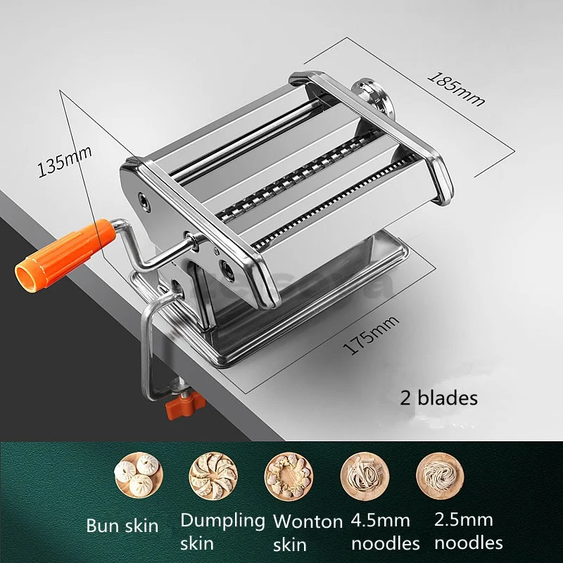 Máquina de macarrão familiar pequena multifuncional imprensa de massa manual mecanismo de rolamento automático bolinho wonton pele máquina