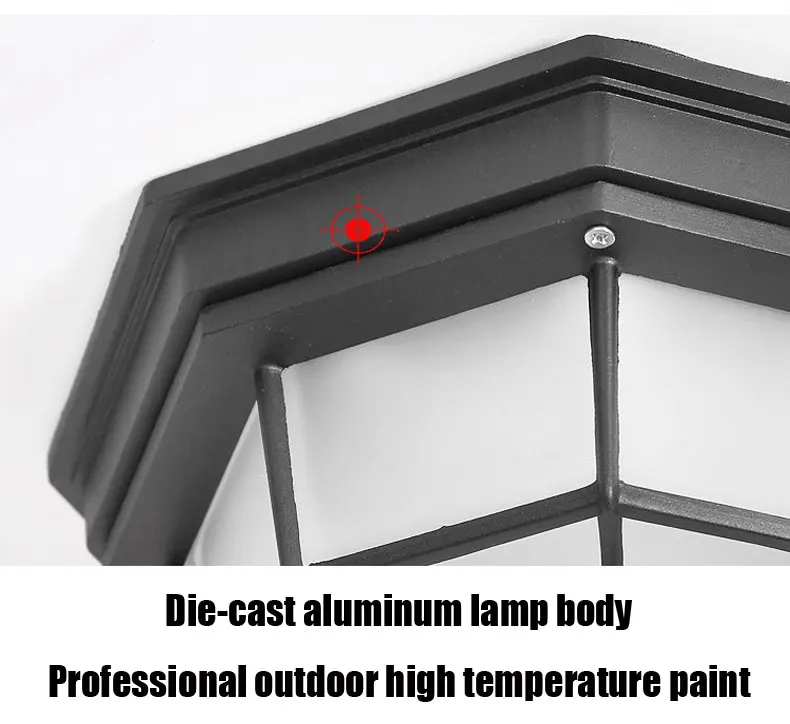 Rustic Frosted Glass Shade Outdoor Ceiling Lights Yard Balcony Garden Flush Ceiling Lamp Europe Style Exterior IP65