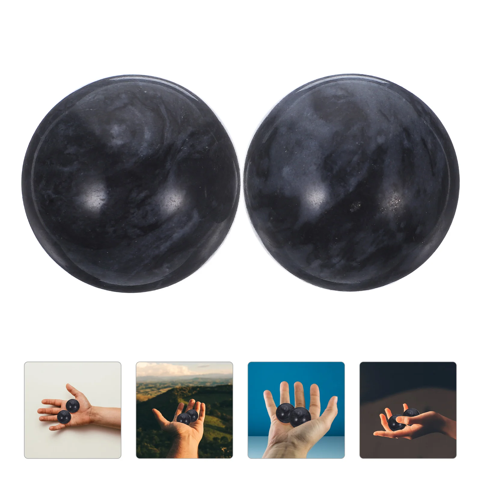 

2 Pcs Fun Jade Balls Hand Exercise Strengthening Manual for Therapy Chinese Health Massage
