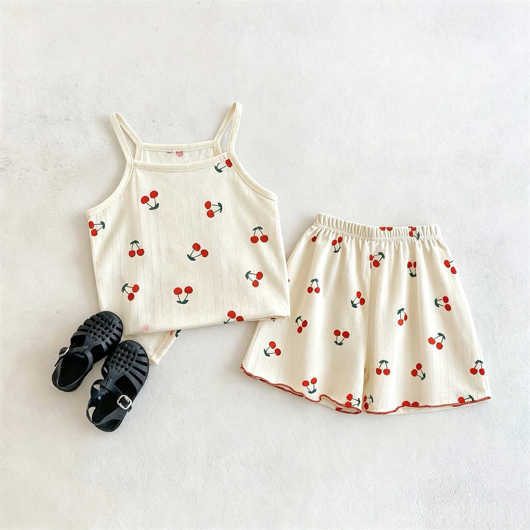 1-6 Year Old Girls Clothes Sling + Shorts Leisure Suit Home Wear Loose Comfort Kids 2 Piece Set Summer Thin Casual Outfits