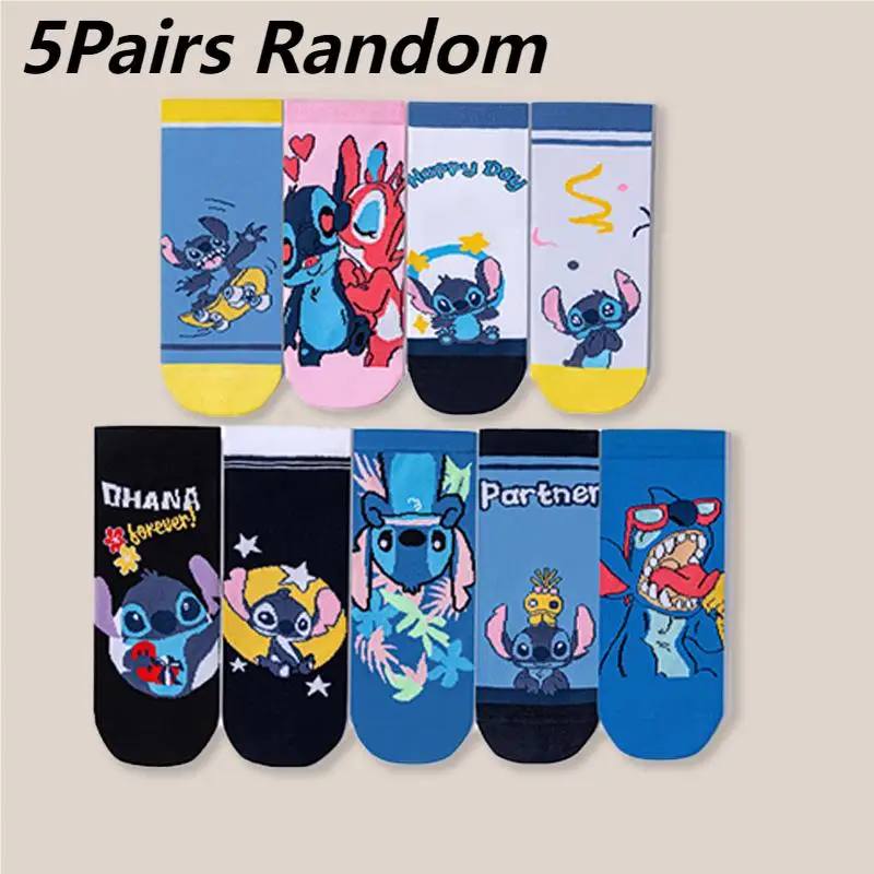 

5 Pairs Women's Crew Socks Fun Cartoon Doodle Print Summer Lightweight Ankle Socks Breathable Casual Low Cut Novelty Socks