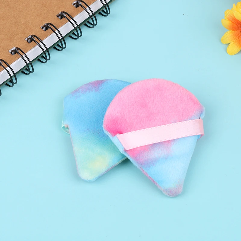 2pcs Mini Triangle Velvet Powder Cosmetic Puff Mini Beauty Sponge Bigger In Wet Foundation Makeup Puff Tools