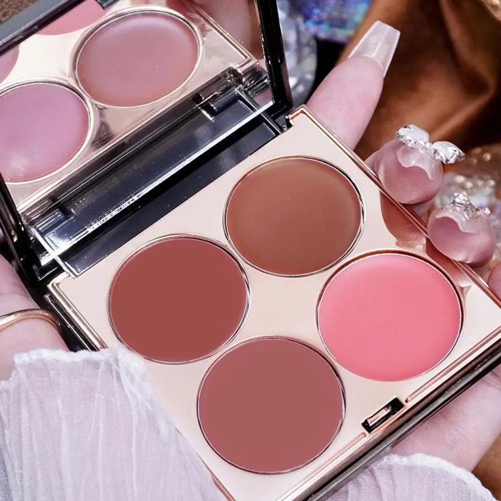 Four-Color Face Blusher Multi-purpose Cream Palette Eye Shadow Matte Lipstick Highlight Comprehensive Plate for Women Girls