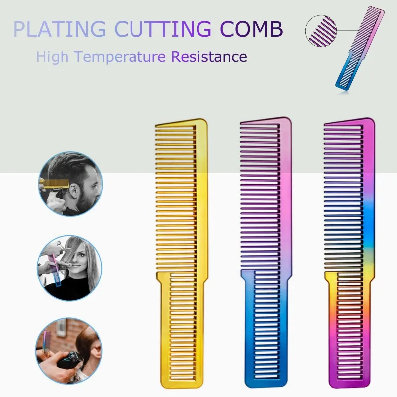 

Professional Electroplated Clipper Comb 4 Colors Barber Haircut Comb Stylist Styling Tools Salon Anti-static Men Hair Cut Comb