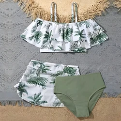 3 Pieces Ruffle Bikini 2026 Girls Swimsuit High Waist Kids Swimwear Female & Beach Skirt Children Swimming Bathing Swim Suit