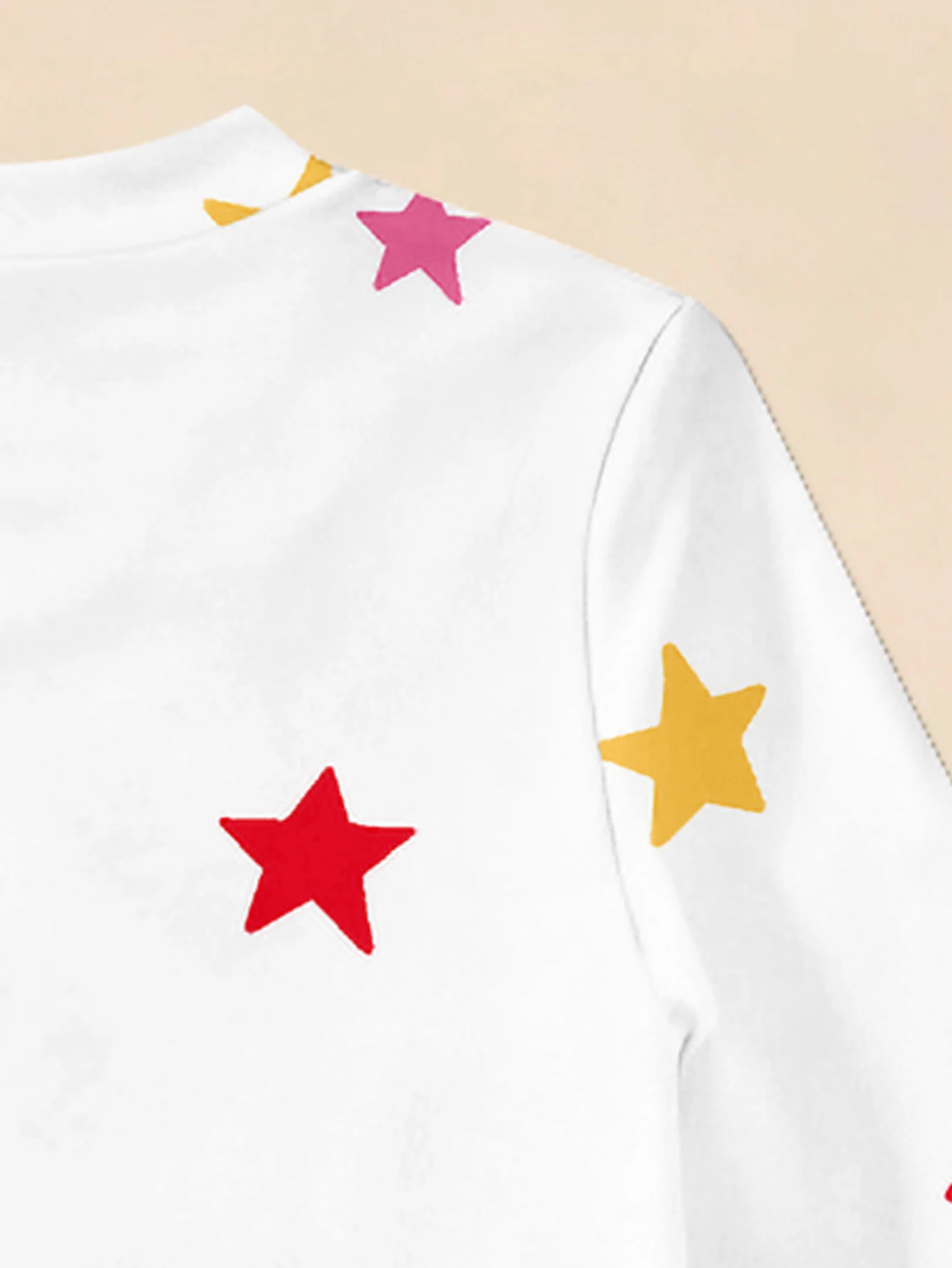 تي شيرت بناتي بأكمام طويلة وطبعة نجوم لعام 2026 #5