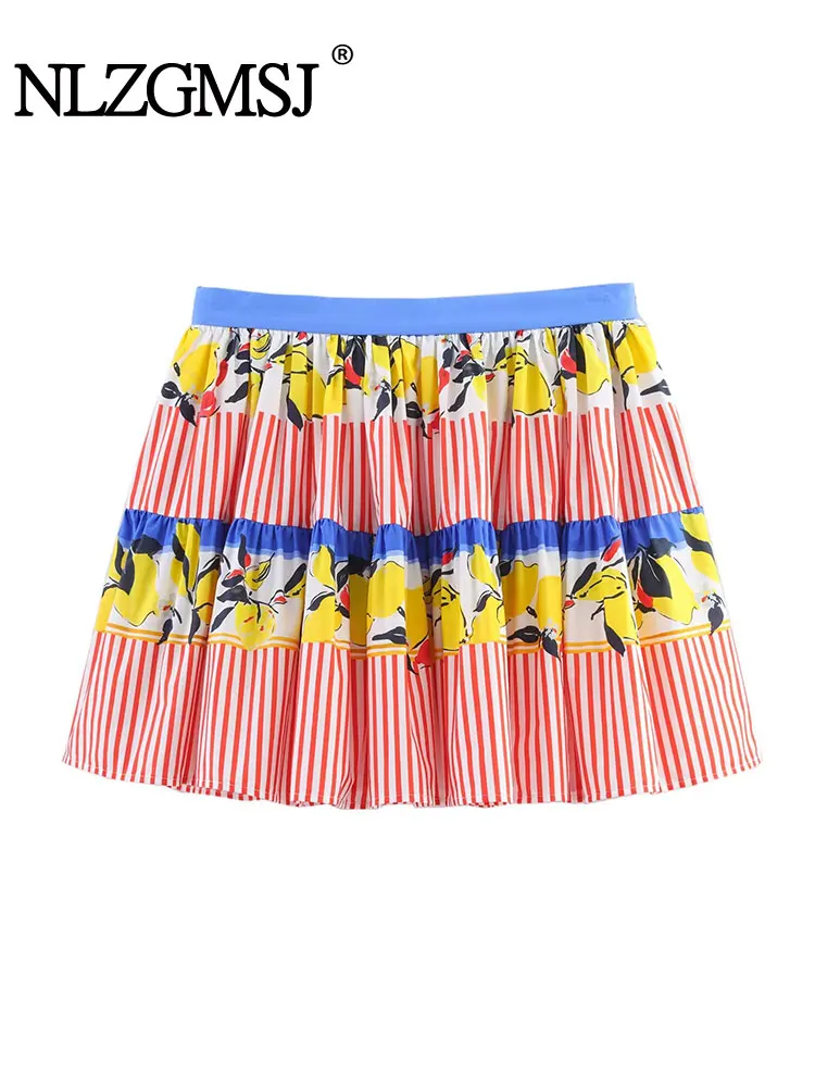 

Повседневная шикарная женская юбка с принтом, мини-короткая юбка со складками, мода 2025 года, весна-лето, праздничная женская короткая драпированная юбка ﻿