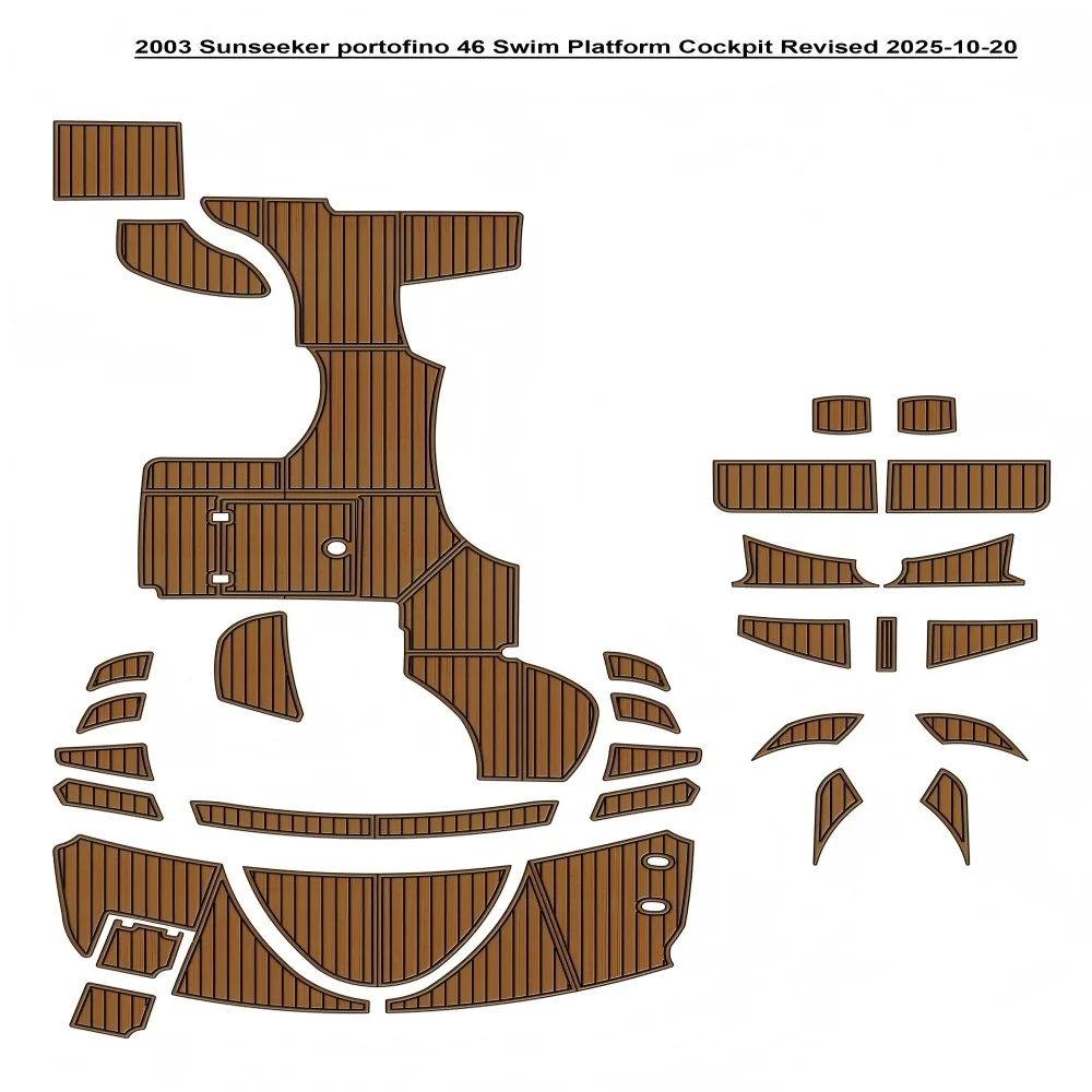 

2003 Sunseeker Portofino 46 Swim Platform Cockpit Pad Boat EVA Foam Teak Deck Floor Mat SeaDek MarineMat Style Self Adhesive