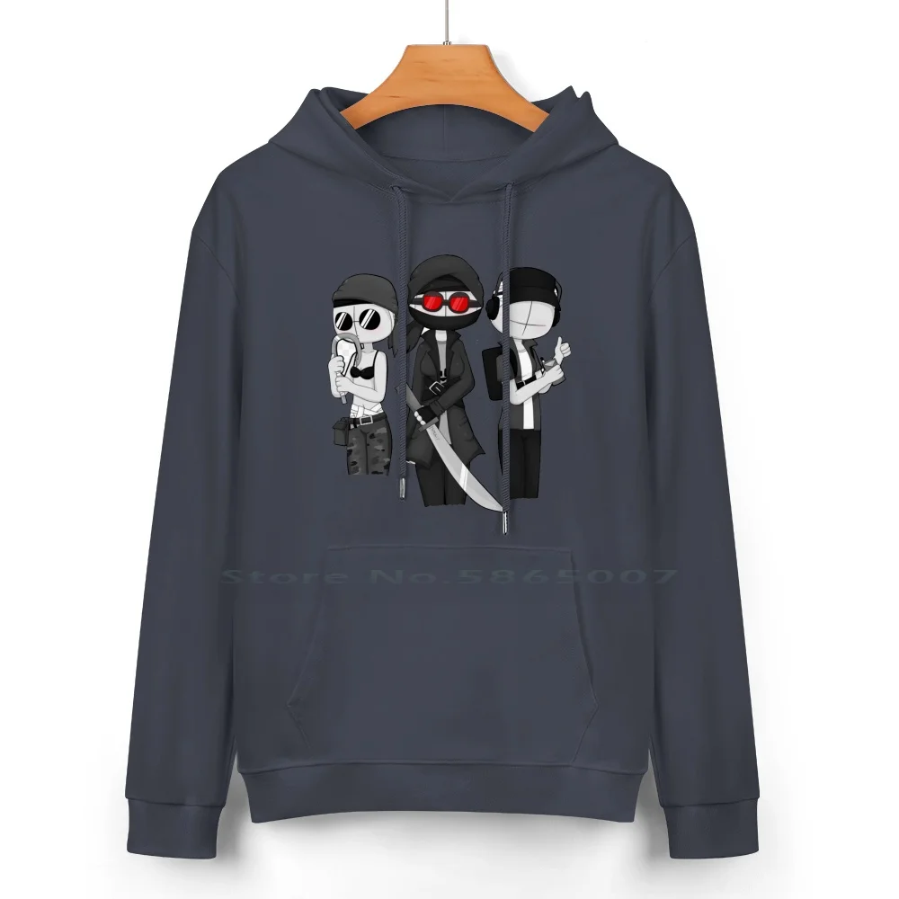 Madness Combat Team Cotton Hoodie Sweater 24 Colors Madness Combat Team Tricky Fnf Friday Night Funkin Newgrounds Hank Deimos