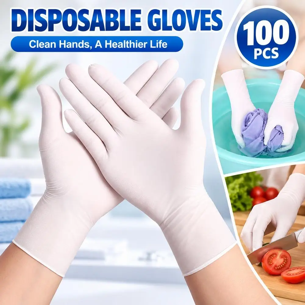 100 Pcs Disposable Thick Transparent PVC Gloves M/L Size Dental Exam Exam Gloves Powder-Free Non-Latex Exam Gloves