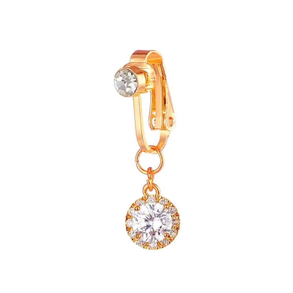 Rhinestone Zircon Fake Belly Piercing Clip Butterfly Drilled No Piercing Belly Button Multicoloured Copper Belly Ring Daily