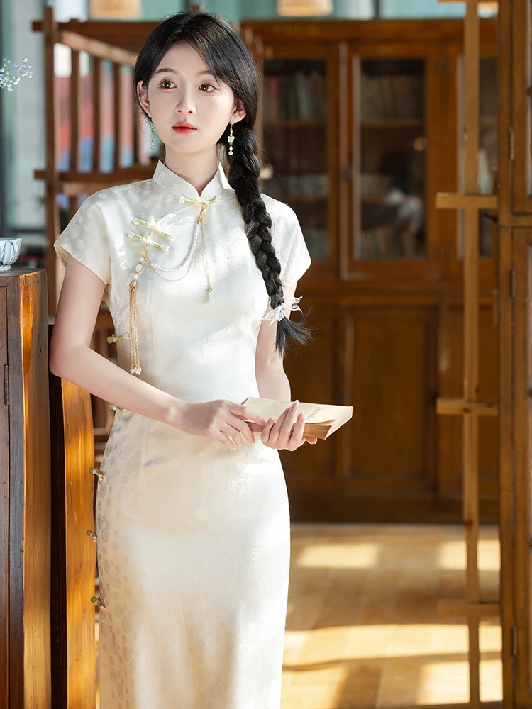 

Новое китайское женское платье для повседневной носки, лето 2026, белое, для свадьбы, церемонии, регистрации, помолвки