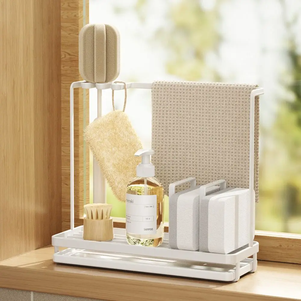 

New Self-draining Kitchen Dishcloth Drain Rack Portable Durable Sponge Drain Rack Steel Dishcloth Holder Kitchen Utensil