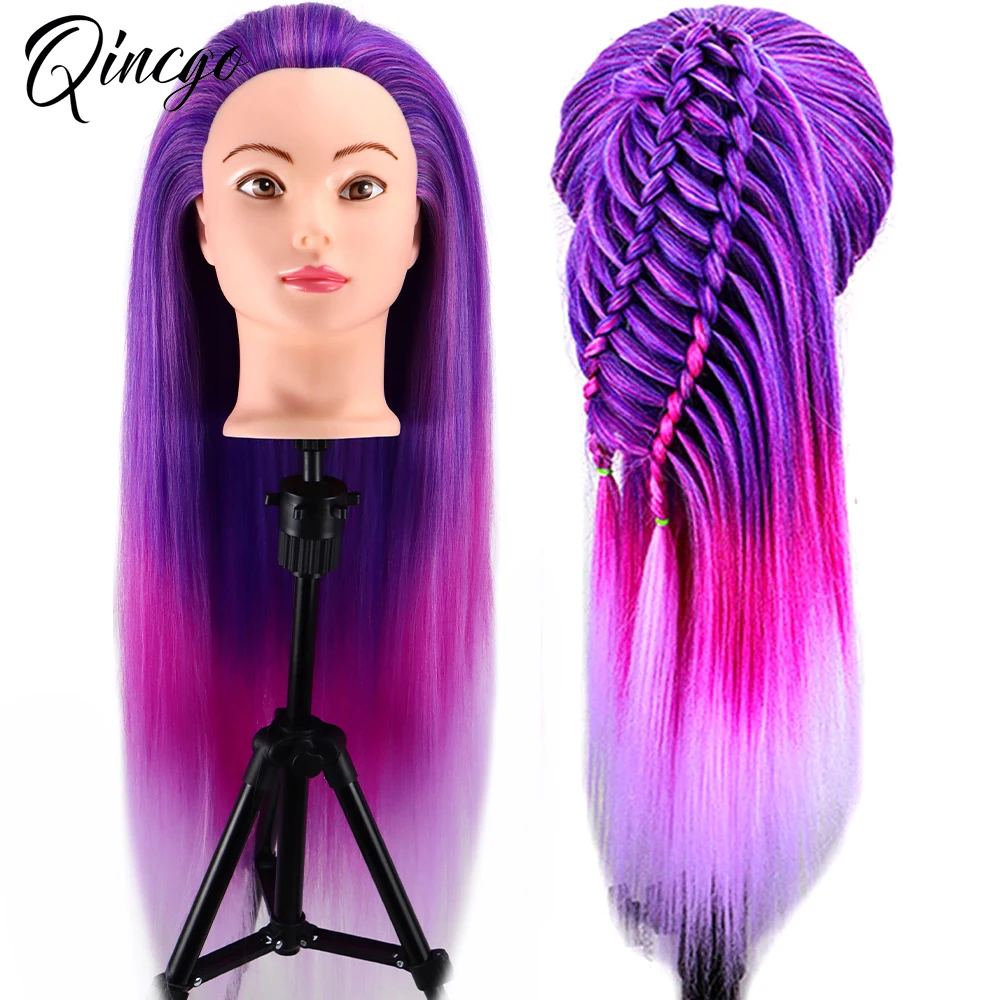 Female Mannequin Training Doll Head With Hair 65CM For Hairsyles Hairdressing Cosmetology Dolls Head With Stand Tripod For Choic