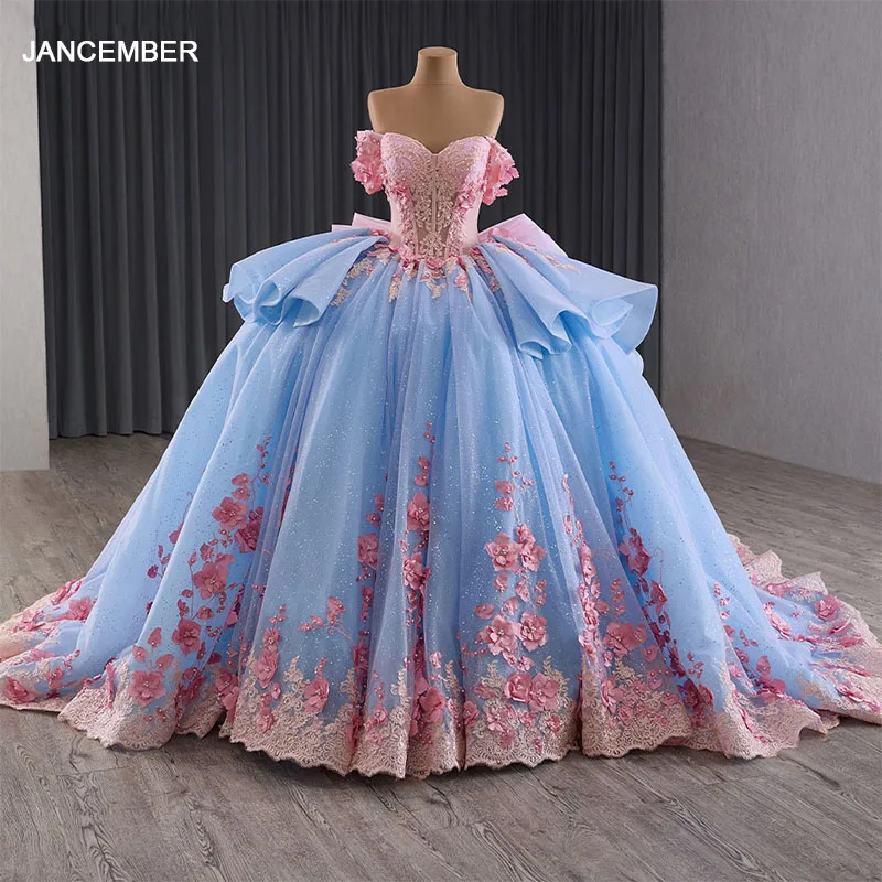 Romantic Sweet 15 16 Dress for Women Quinceanera Ball Gown Off Shoulder Large Train Formal Party Gown Cocktail vestidos 15 años