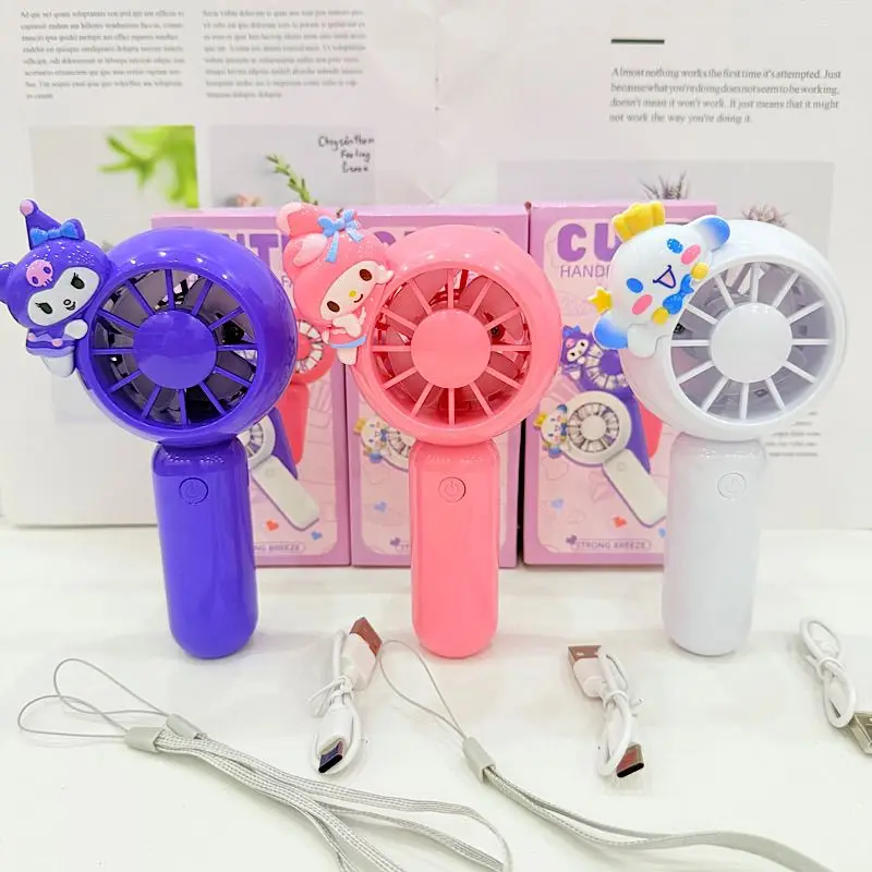

Sanrio Cinnamoroll My Melody Anime Kawaii Ins Handheld Mini Fan Cute Kuromi Strong Wind Power Usb Rechargeable Fan Gifts Toys