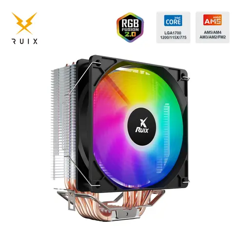 Ruix X6000 enfriador de CPU de cobre puro 6 heatpipes Rainbow RGB 120mm ventilador Aircooler todas las plataforma Intel 1150 1155 1156 1700 AMD AM4 AM5