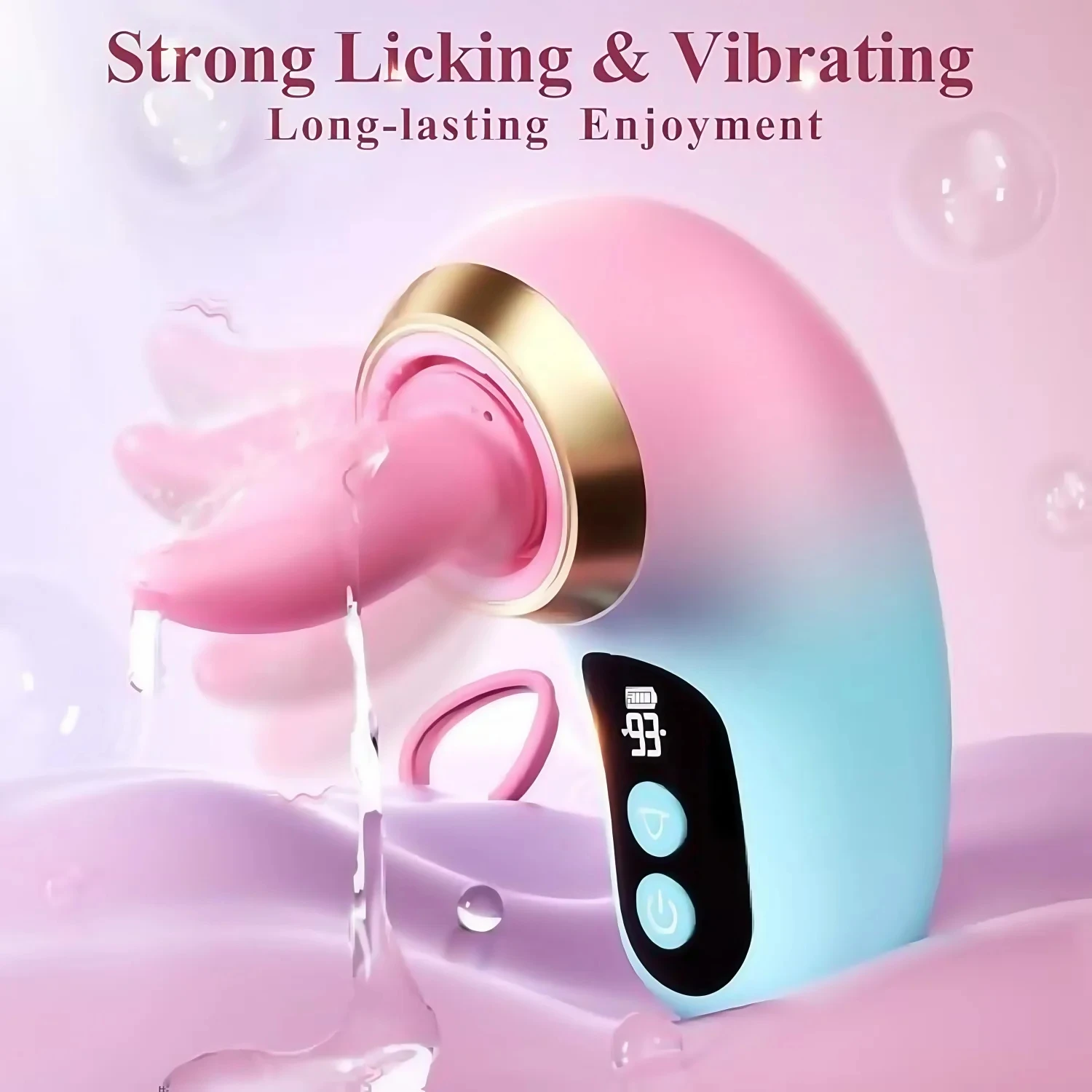 Mehrfarbig geformter 5-in-1-Vibrator für Frauen, 3 Zungenleckfunktionen, LCD-Display, abnehmbarer Klitorisstimulator, Sexspielzeug für Erwachsene