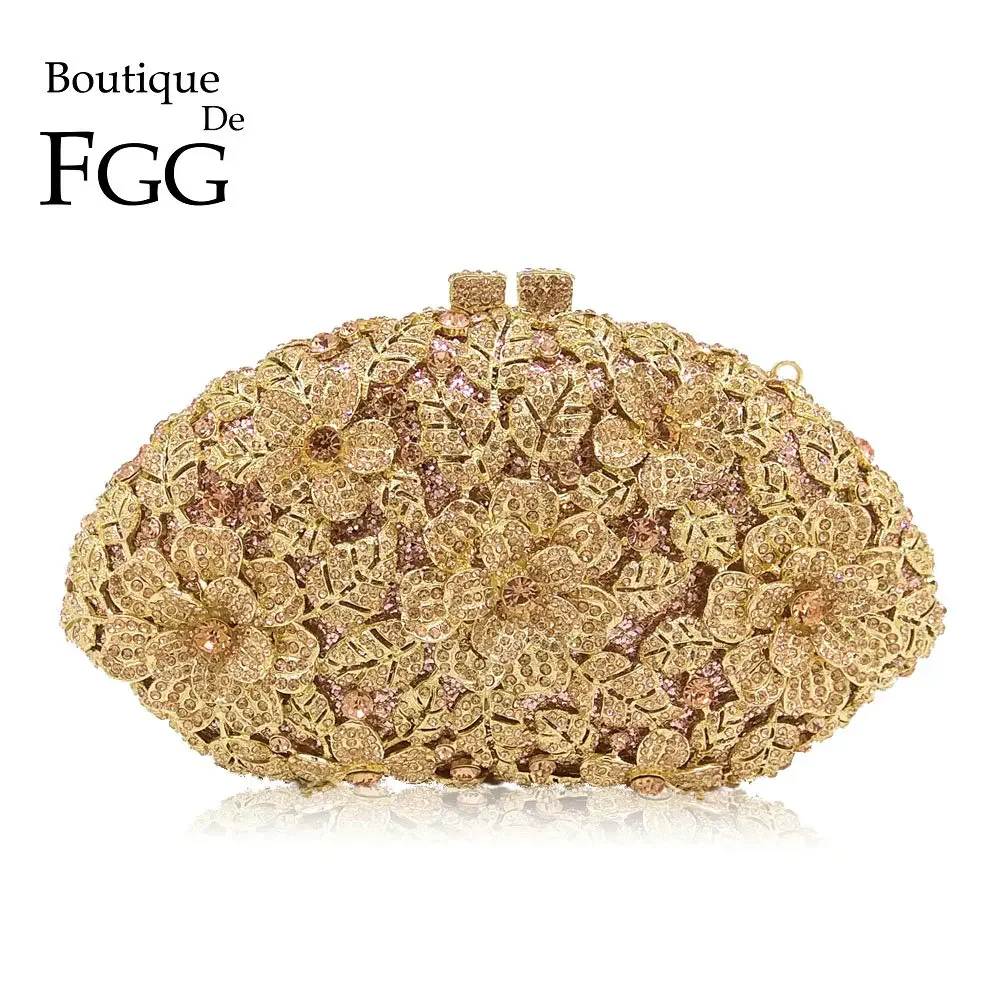 Boutique De FGG (w magazynie) olśniewająca torebka z kryształkami kwiatowa torebka wieczorowa torba damska formalna torba na kolację torebka ślubna ślubna