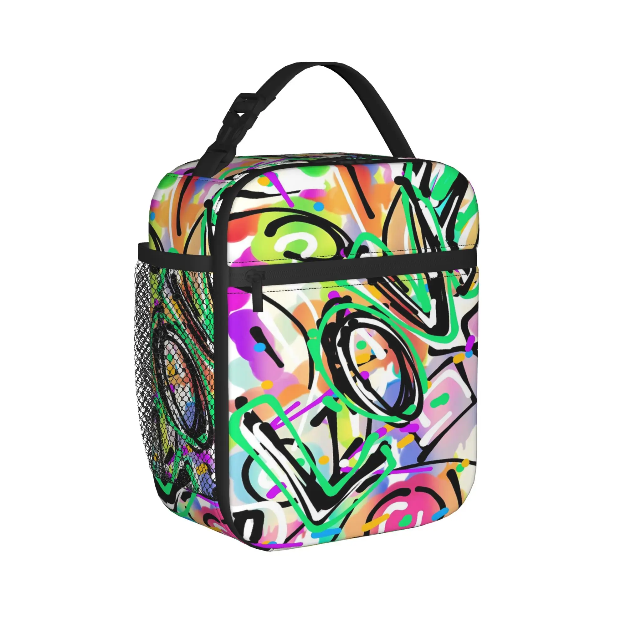 Hip Hop Popular Colorful Geometry Lunch Bag 3D Print Portable Insulated Lunch Box Men Cooler Bag Oxford Thermal Lunch Bags