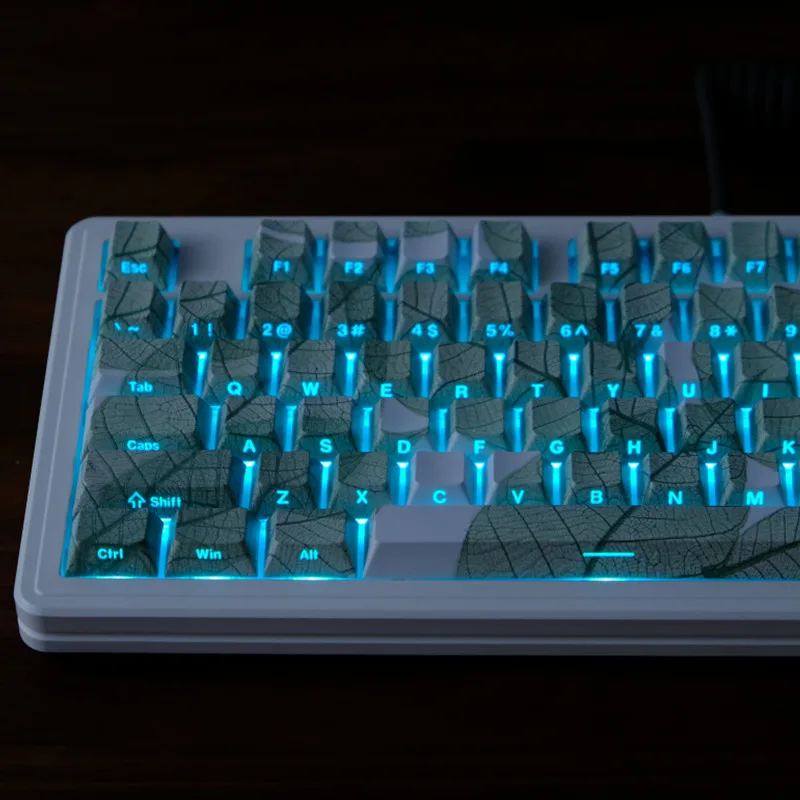 136 مفتاحًا ارتفاعًا أصليًا مادة PBT شفافة غطاء مفاتيح التسامي الحراري مناسب للوحة المفاتيح الميكانيكية