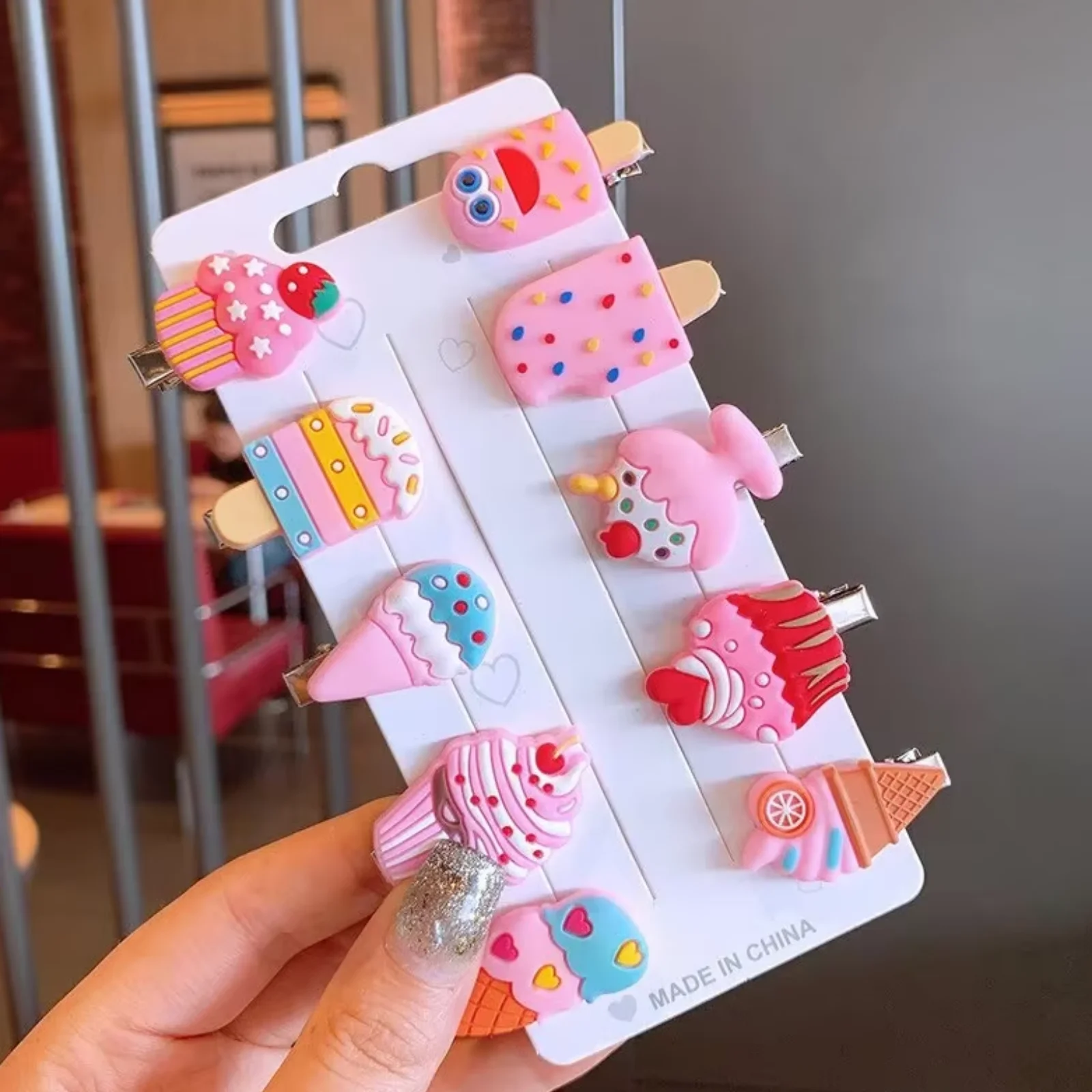 

10PCS/Set New Girls Cute Cartoon Unicorn Hair Clips Kids Lovely Hairpins Ice Cream Headband Barrettes Fashion Hair Accessories butterfly