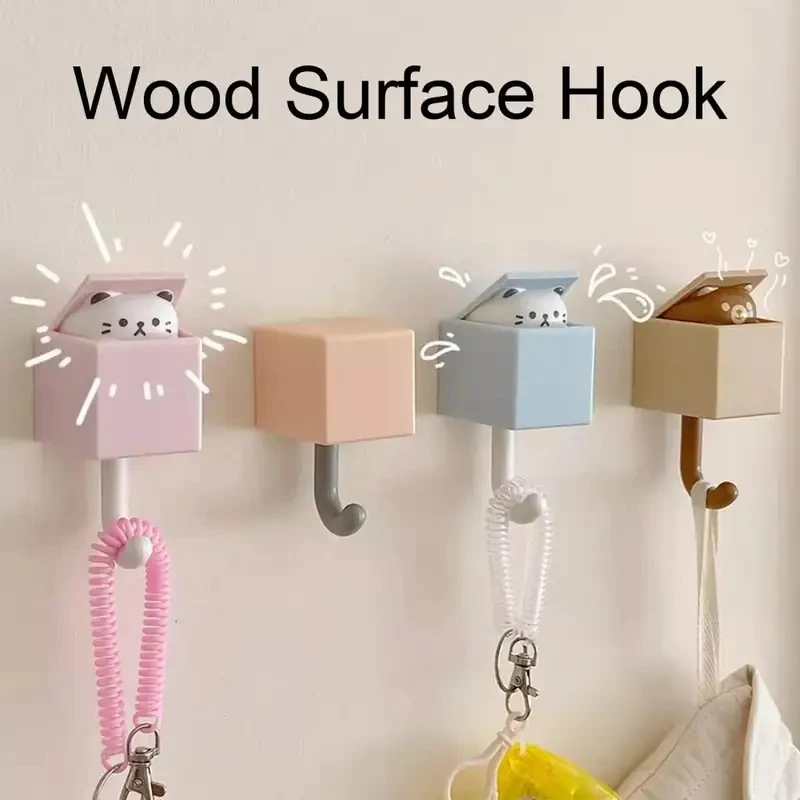 1/3/6pcs Decorative Wall Hook Cute Kitten Adhesive Wall Hooks No Drill Waterproof Cartoon Model Hooks Space Saving For Bathroom
