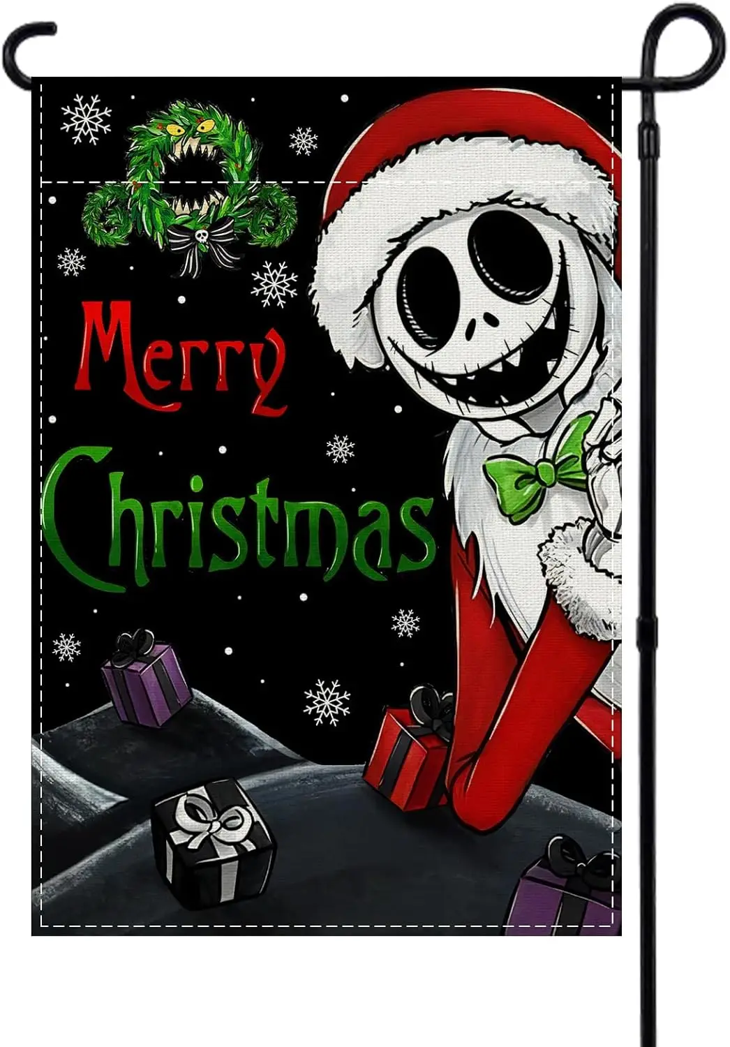 Linen Christmas Garden Flag Halloween Gothic Skull Christmas Nightmare Before Decor Halloween Decorations and Supplies for Home