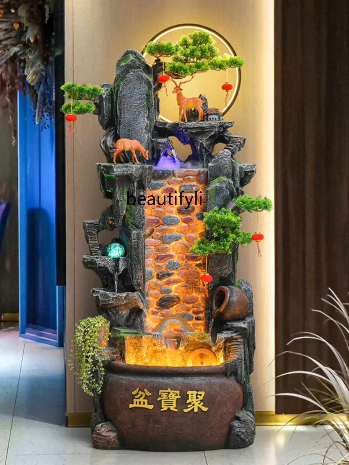 K18 A26 Cornucopia Money Drawing Viewing Shop Front Desk Office Desk Surface Panel Fountain Water Decoration Opening Ceremony