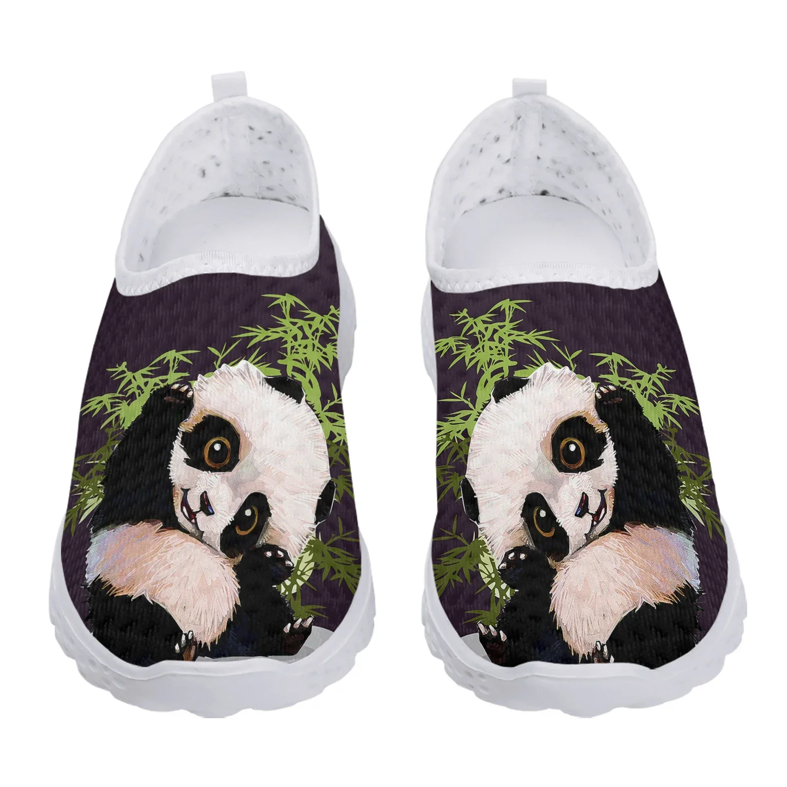 Süße Panda Bambus 3D-Druck Damenschuhe bequeme und atmungsaktive Sommerschuhe Mesh Sneakers Slip on Schuhe