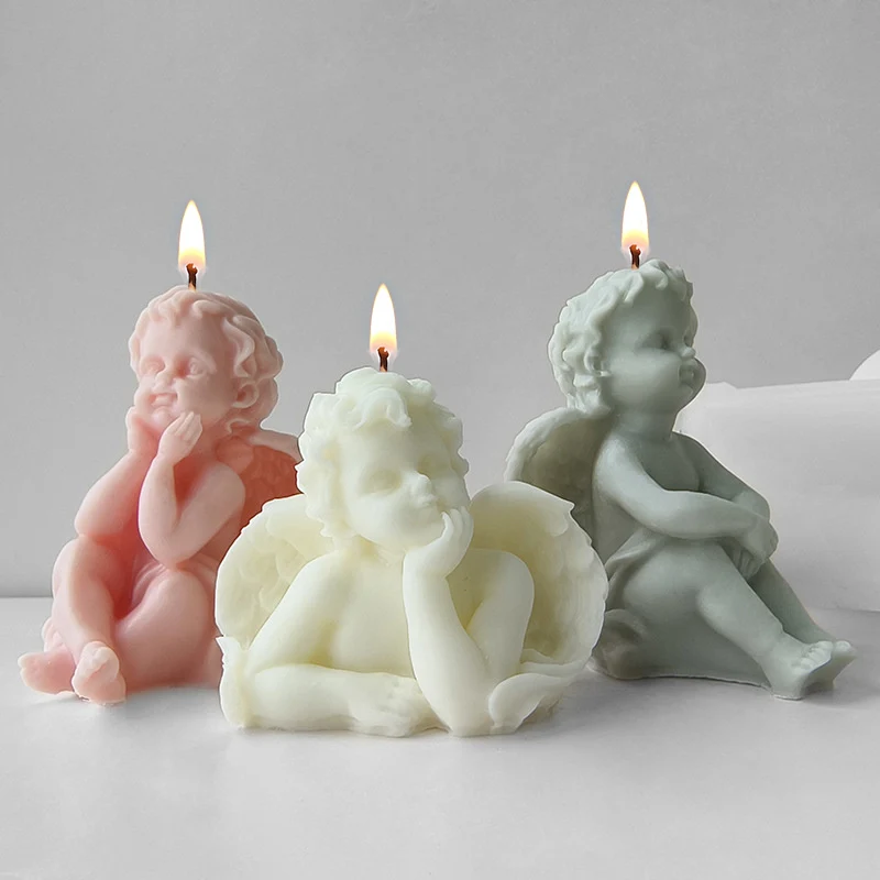 

Large Size Angel Candle Silicone Mold DIY Cute Wings Baby Boys Chocolate Ice Cake Mould Handmade Soap Plaster Resin Making Tools