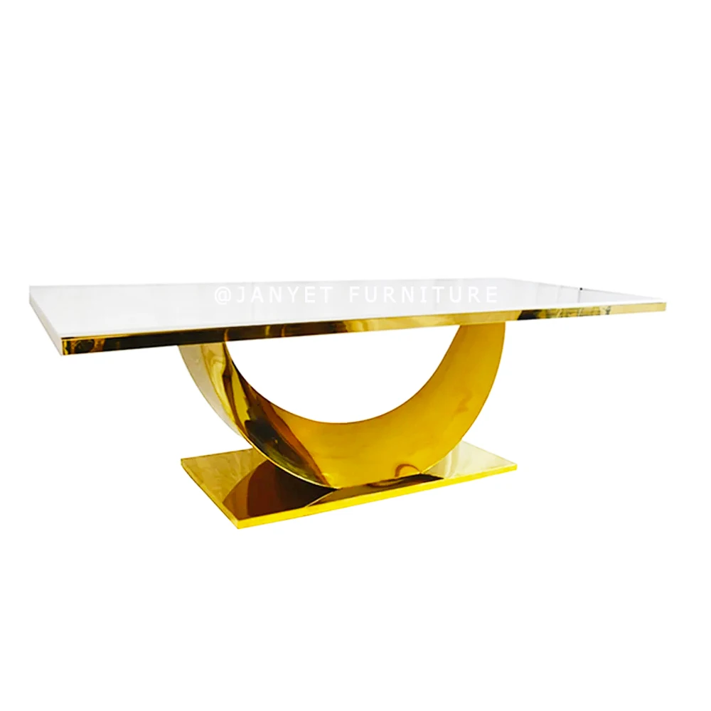 

Unique Modern Luxury Golden Stainless Steel Dining Table for Event