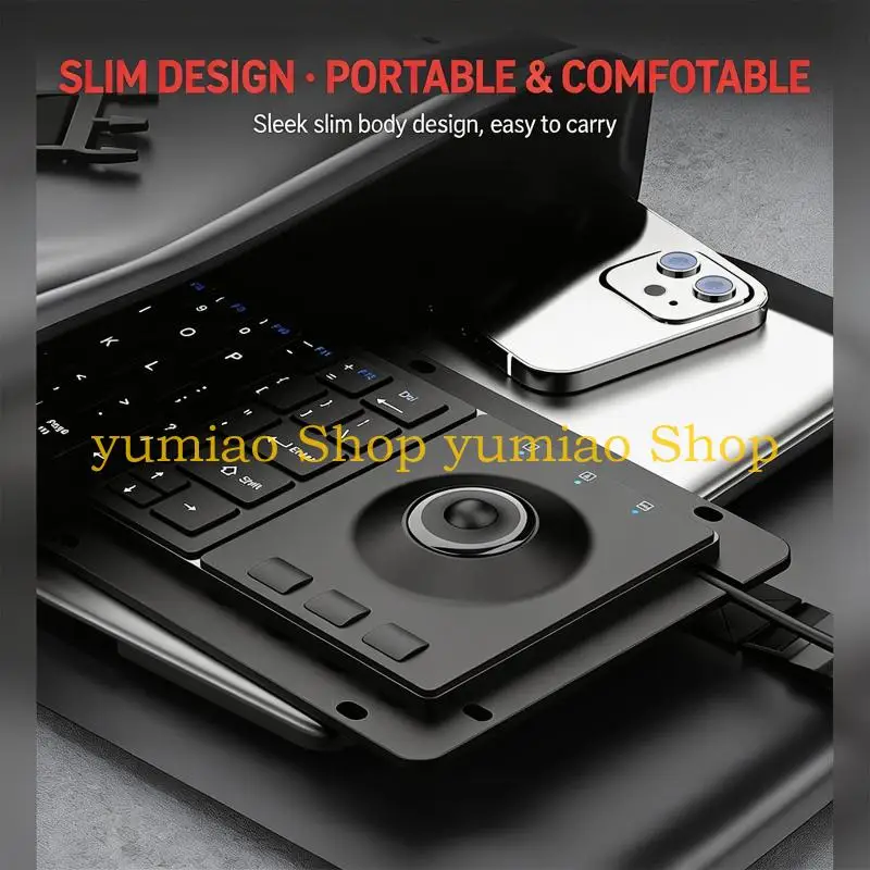 587B Metal Frame 64Key Keyboard With Scissor Switches And Trackball For Harsh Working Environment