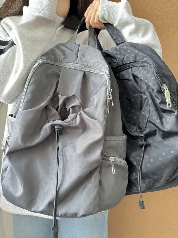 

Casual Polka Dot Bapa ex Lightweight Traveling School Bag Leisure Teenagers Dual oulder Bag Simple Sle Zipper Clo...