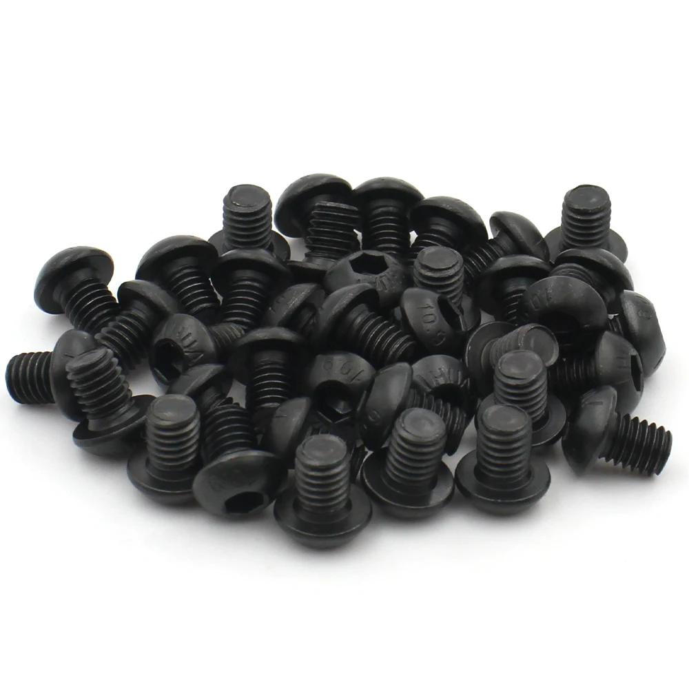 1–20 Stück M2 M2,5 M3 M4 M5 M6 M8 M10 schwarz Güteklasse 10,9 Kohlenstoffstahl Sechskant Innensechskant Rundkopfschraube Bolzen Möbelverschluss