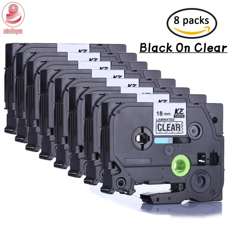 Wholesale 18mm Black On Clear Ribbon Label Tapes Compatible For Brother P-TOUCH TZE Label Printer kze-141 TZ141