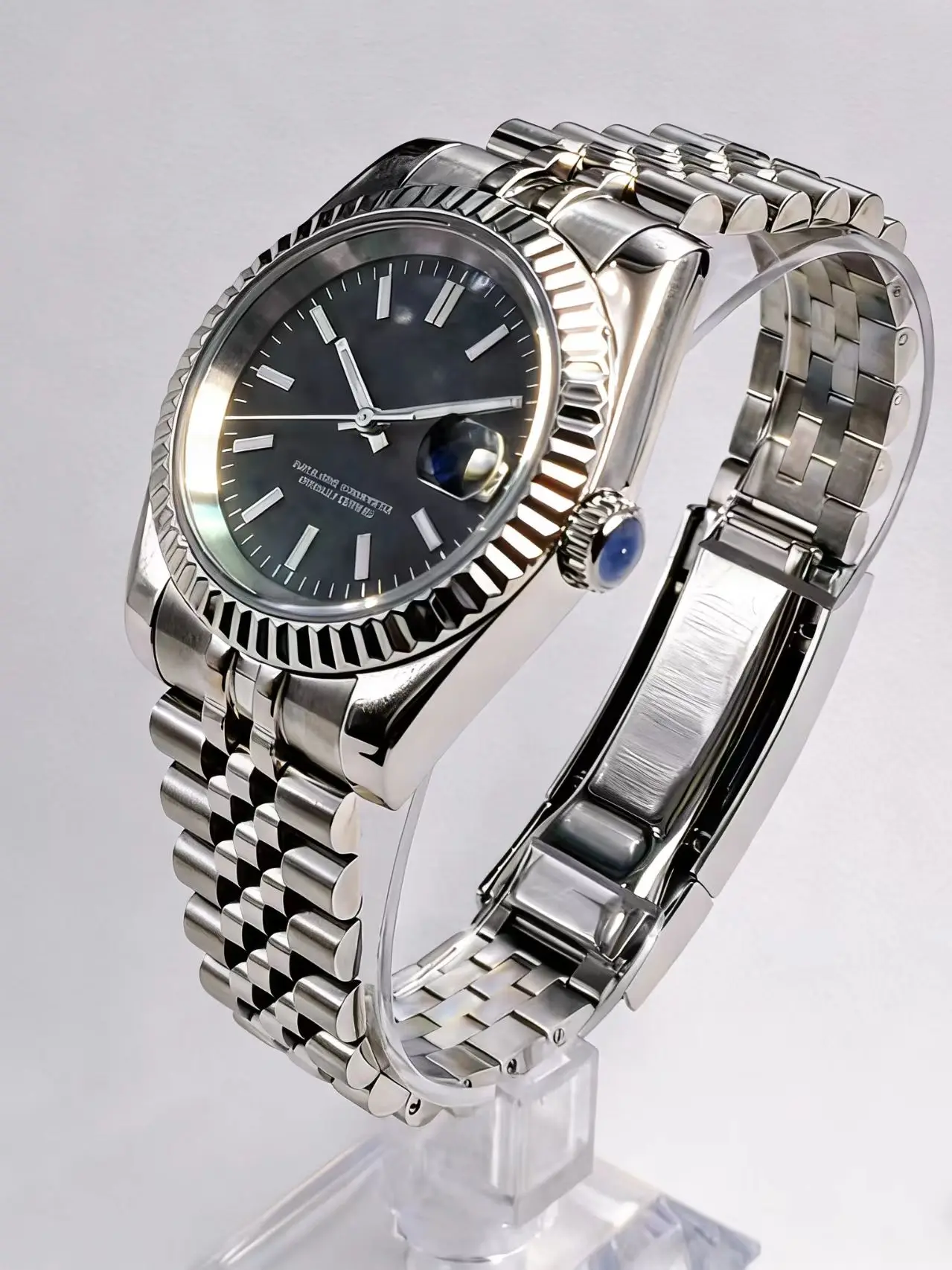 

Self Made Diy NH35 Movement Watch Mod 39mm sapphire glass Fit Seiko NH35 movement Green Luminous Black Striped nail 28.5mm Dial