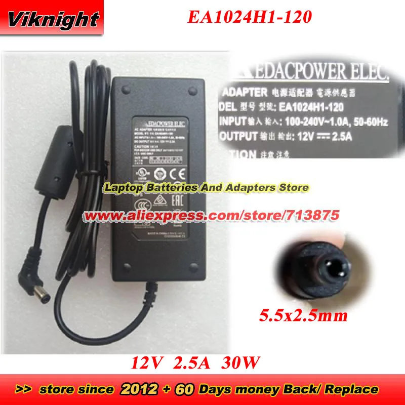 Genuine EA1024H1-120 AC Adapter For EDAC 12V 2.5A 30W Power Supply with 5.5x2.5mm tip Charger