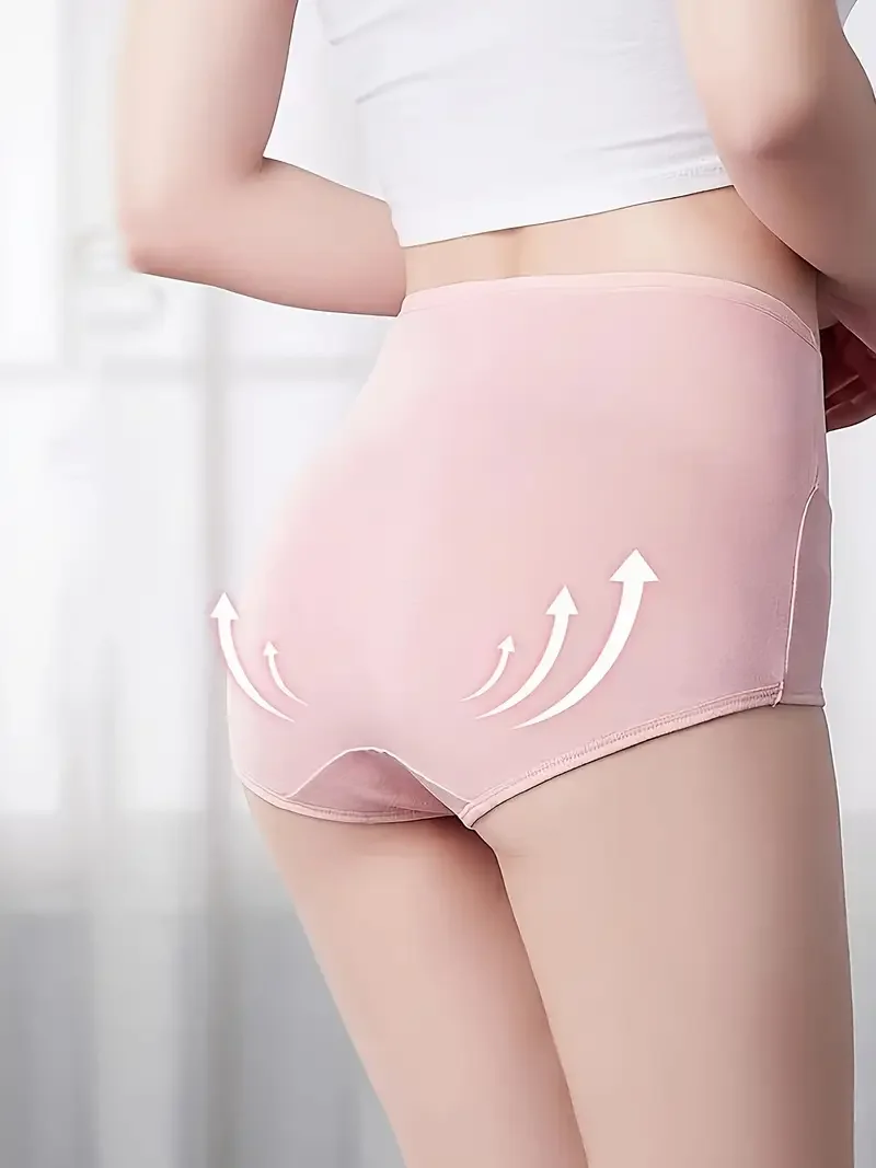 ks dámské bavlněné kalhotky s vysokým pasem, bezešvé, měkké, prodyšné, slim fit, pohodlné, plus velikost M-4XL - náhled 4