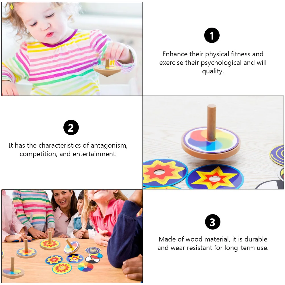 

2 set Wooden Gyroscope For Kids Fun Set With Colorful Tops Diy Game Stocking Stuffers Party Favors Wood Tops Children Gift