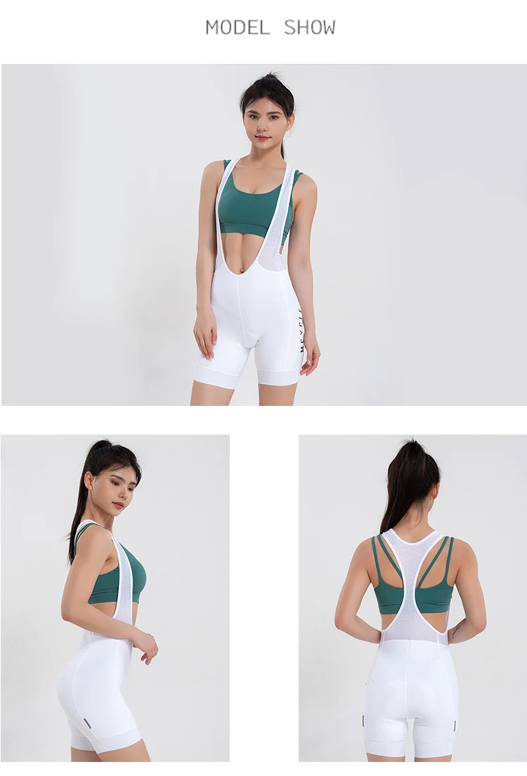 Mcycle Nahtlose gepolsterte Fahrrad-Trägerhose für Damen, atmungsaktiv, schnell trocknend, Sport-Shorts, anpassbare Fahrrad-Strumpfhose im Großhandel – Detail 10