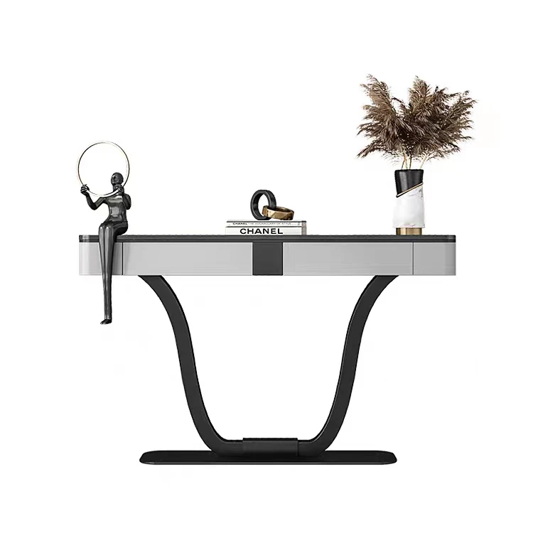 

bf-Porch Table Living Room Furniture Luxury Hallway Console Table European Design Golden Stainless Steel Marble Console Table@