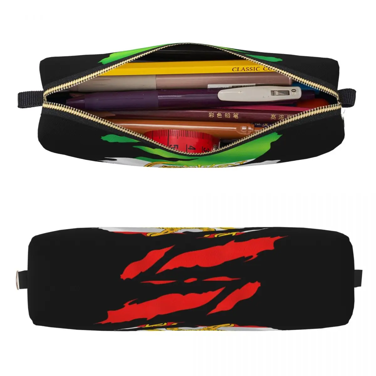Iran Persian Flag With Lion Sun And Crown Pencil Cases Fashion Pen Box Pencil Bags Large Storage School Supplies Pencil Box