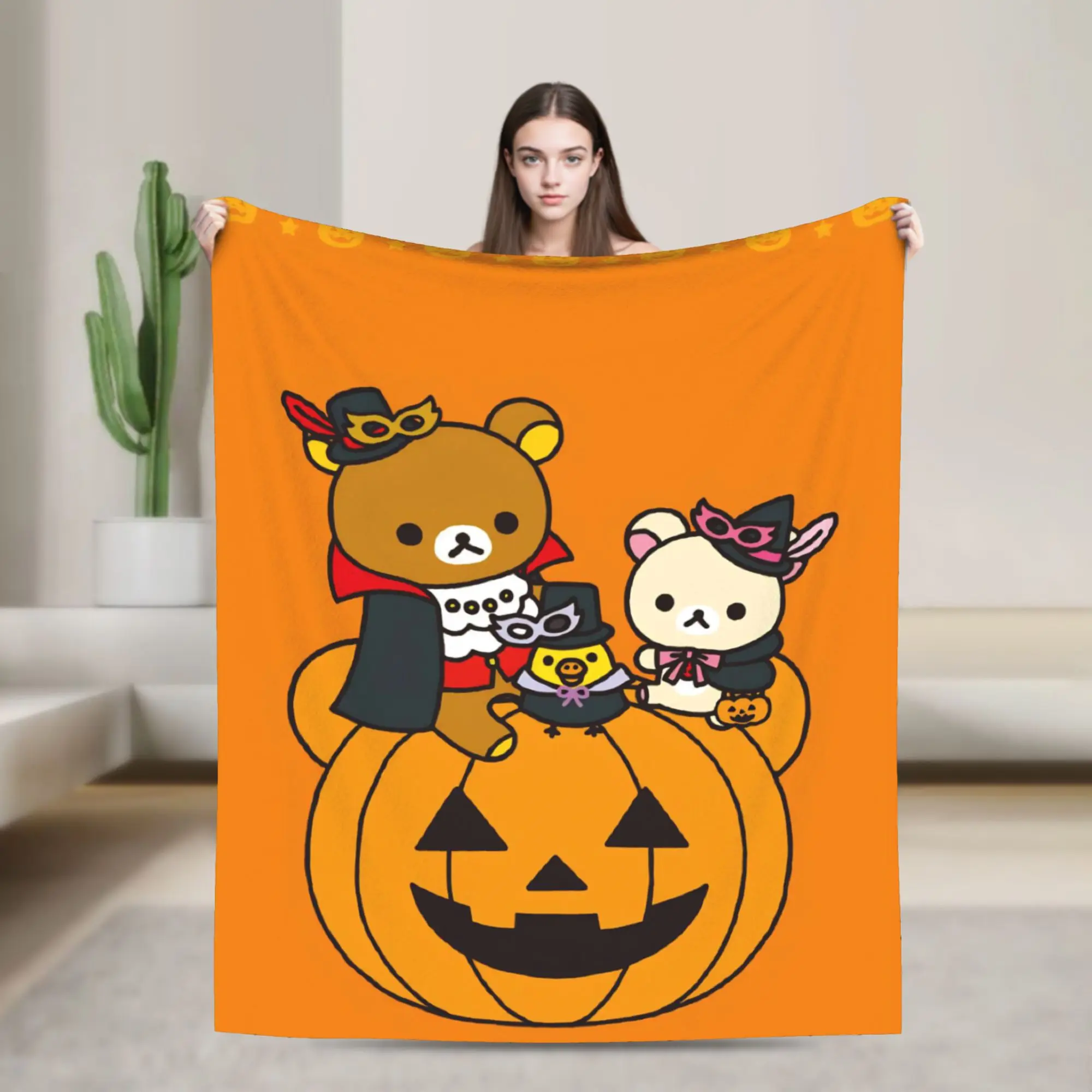 R-Rilakkumas Cartoo Throw Blanket for Couch  Soft Fuzzy Plush Blanket 50x60 Inches Multi-size Bedspread for All Seasons