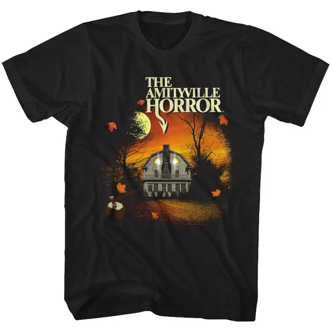 

Amityville Horror House Black Adult T-Shirt Adult Regular Fit Crew Necked Tees Cotton Men's Printed Tops Men's clothing