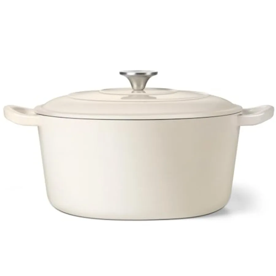 

Эмалированная чугунная жаровня (голландская печь) с антипригарным покрытием, крышкой и двумя ручками для выпечки хлеба и приготовления пищи, пригодная для использования в духовке