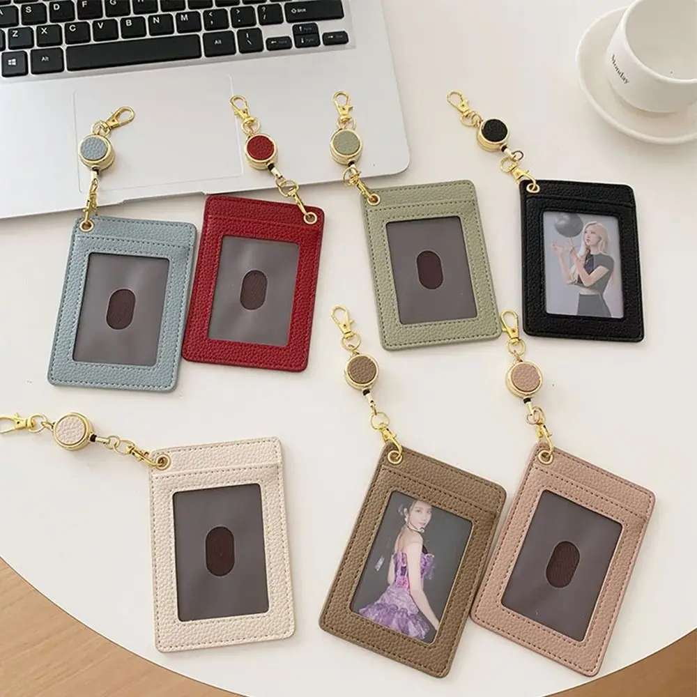 New PU Card Holder Transparent Window Retractable Work Badge Holder Bus Holders Daily Life