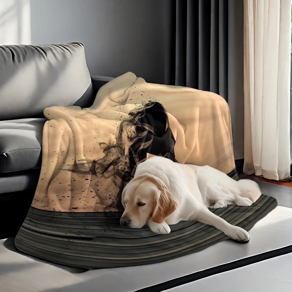 Woman Sitting Smoke Sunset Super Soft Flannel Blanket Fuzzy Warm Throw Blanket for Bed Couch Cozy Plush Bed Cover All Season