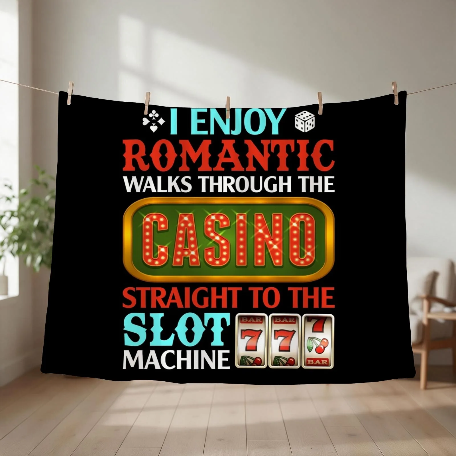 Fun Slot Machine & Gambler Outfit I Casino Vegas Throw Blanket Cute Luxury St Warm Extra Large Throw Blankets