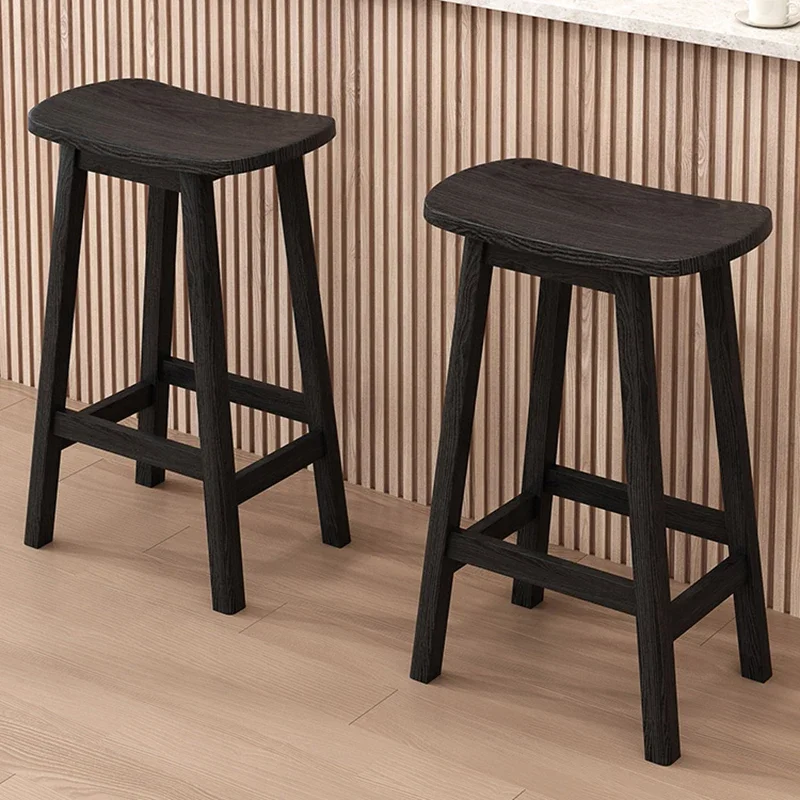 Tabouret de bar en bois massif, moderne et simple pour un usage domestique Tabouret haut blanc pour réception de café, mobilier